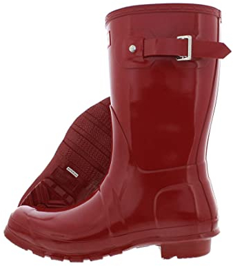 Hunter Donne Org Short Gloss Wellington Boots, Rosso (Militare Rosso), 6 UK 39 EU