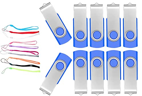 FEBNISCTE 10 Pièce Clés USB 2Go Bleu Rotatif USB 2.0 Flash Drive Mémoire Flash USB