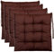 Brandsseller 4er SetStuhlkissen 40x40x5 cm Sitzkissen Polster Stuhlauflage mit Haltebändern fDekokissen für Indoor Outdoor gesteppt - Braun