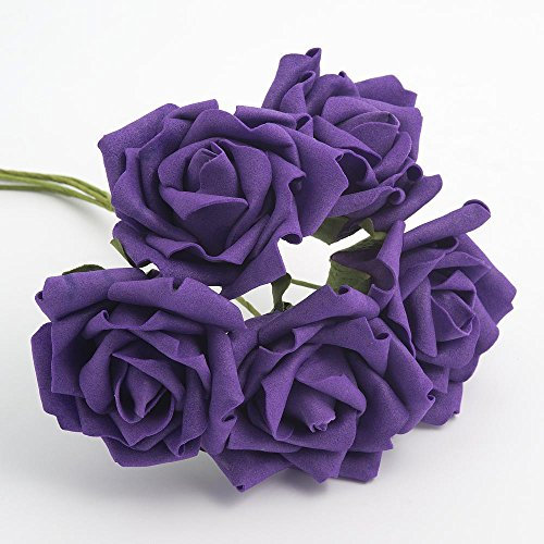 Italian Options Colourfast Artificial Foam Rose Flowers Wedding Bouquet, 5cm, Purple