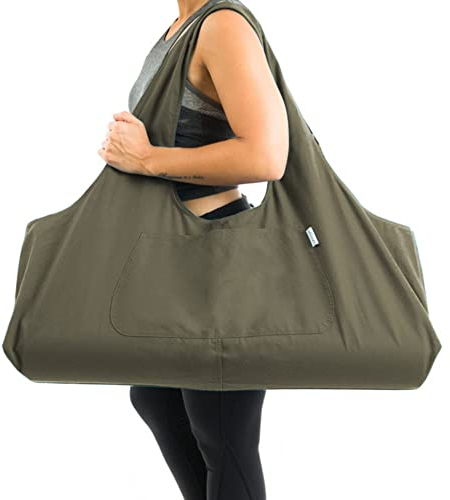 Yogiii Yogatasche YogiiiTotePro | Die Originale Yoga Tasche | Yogatasche Für Matte Und Zubehör | Yogamatte Tasche Groß Mit Seitentasche, Olivingrün