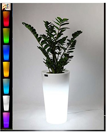 STARFIVE Vaso Luminoso Multicolore a Batteria - Senza Cavi - Vaso in Resina con Cache-Pot Luce Multicolor RGB + W