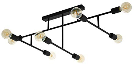 EGLO Deckenlampe Belsiana, 8 flammige Deckenleuchte Vintage, Industrial, Deckenstrahler aus Metall, Wohnzimmerlampe in Schwarz, Küchenlampe, Flurlampe Decke mit E27 Fassung, L 118 cm