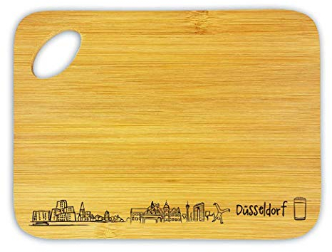 Vesperbrettchen aus Bambus Skyline Düsseldorf