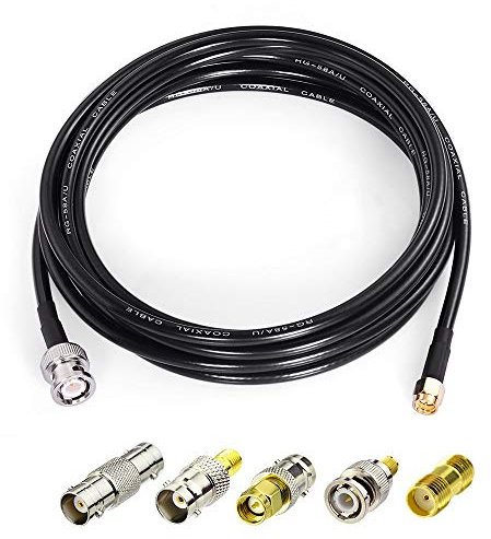 Superbat SMA auf BNC Kabel 5m SMA Stecker auf BNC Stecker RG58 Kabel + 5 Stück Adapter Kit SMA auf BNC Kabel SMA BNC Adapterkabel Kit für Antennen/Wireless LAN Geräte/WiFi Radio Externe Antenne