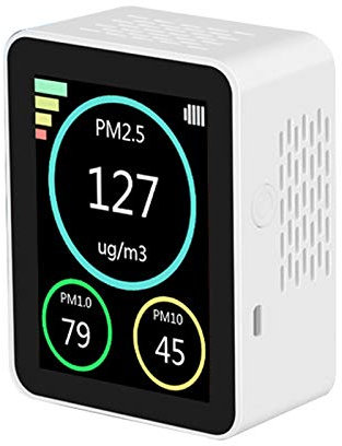 Air Quality Monitor PM2.5 PM1.0 PM10 de la Calidad del Aire Utilizado para Interiores Cocina Automóvil y Ambiente Trabajo Especial con Pantalla LCD,White