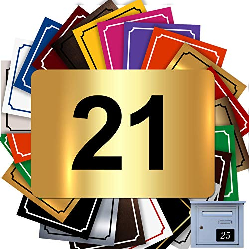 Numéro Pour Boîte Aux Lettres Adhésif - Numéro De Maison PVC – Plaque Gravée À Personnaliser - GRAND 10 x 7 cm (Or Brillant)