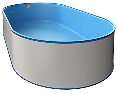 Waterman - Piscina ovale (L x L x P) 8,00 m x 4,00 m x 1,20 m, parete in acciaio bianco 0,6 mm e rivestimento interno blu 0,6 mm, Made in Europe