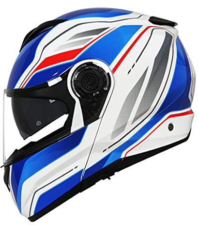 Integralhelm Motorradhelm Modular-Helm Flip-Up Helm Klapphelm Rollerhelm Erwachsener Herren & Damen Sturzhelm Full-Face Motorcycle Helmet Jet Atmungsaktiver Helm ,Blau,M