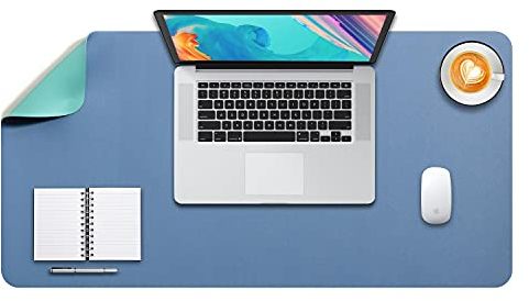 DOBAOJIA Mausepad XL, Große Mausmat, Laptop-Schreibtischmatte, Schreibtischunterlage, Büro Schreibtisch Pad, Schreibblock, Doppelseitige Verwendung PU Leder Wasserdicht, 80 x 40cm Stahlblau/Grün