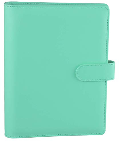 HAUTOCO A5 Binder, 6 Loch Ringbuch Abdeckung, Nachfüllbar Budget Planer, PU Leder Notizbuch Organizer für Büro Schule (Ohne Innenpapier), Hellgrün