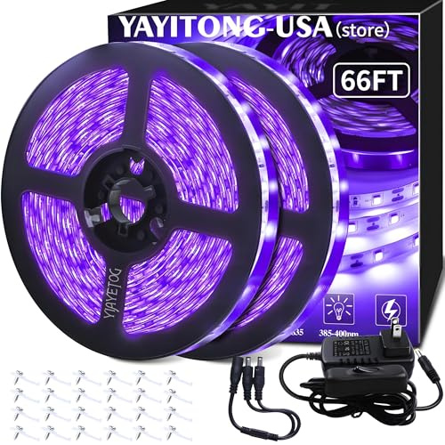 YAYIT 20M 1200LED Schwarz LED Lichtleiste Kit 12V Flexibles Zubehör für Glow Party, Schlafzimmer, Halloween, Bodypainting, Geburtstag, Nicht Wasserdicht