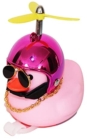 Tianbi Canard en Caoutchouc Rose pour décoration de Voiture Tableau de Bord de Voiture Jouet Canard Sonnette de vélo Canard Corne de vélo Canard Casque d'hélice et Lunettes de