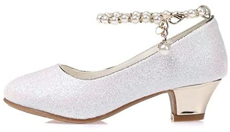 La Señorita schuhexpress, scarpe da sposa, da comunione, con perline, colore: bianco, bianco, 33 EU