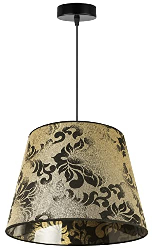 Light-Home Werona Elegant Hängelampe - Modern Deckenlampe für Wohnzimmer Schlafzimmer und Esszimmer - Pendelleuchte aus Metall mit Modern Lampenschirm - Schwarz-Gelb - 26x35 cm