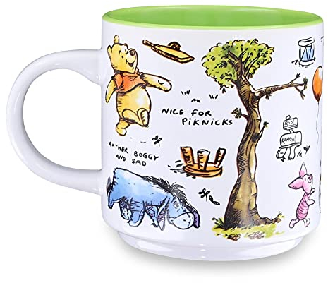 Disney Winnie the Pooh Allover Icons Ceramic Mug | Holds 13 Ounces