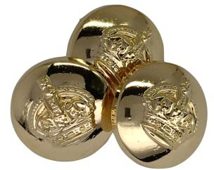 25 vergoldete und versilberte Knöpfe mit eingravierter Krone - 15 mm, 20 mm und 23 mm - Hergestellt und versandt aus Spanien