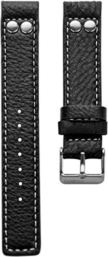 Oozoo Armband Uhrenband Uhrenarmband Leder Lederband mit Dornschließe Schwarz/Niete 24 mm