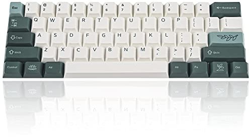 Guffercty kred 61-Key PBT Cherry Profile Keycaps 60 Percent Dye-sub with 6.25U Space Bar for Cherry MX Switch for 60% Mechanical Gaming Keyboard, Only Keycaps (72-Key Botanical)