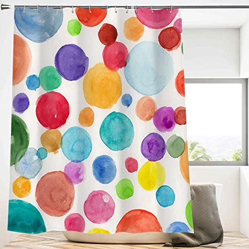 xzxzdx Duschvorhang 180x200 cm Punkte Duschvorhang Regenbogen Badezimmer Vorhang Bunte Geometrie Antischimmel Wasserdicht Badezimmer Vorhang 3D Effekt Polyester Waschbar mit Haken