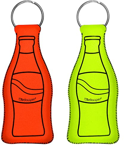Wisdompro Schlüsselanhänger Schwimmend 2 Stück, Schwimmender Schlüsselanhänger aus Neopren in Form Einer Flasche, für Bootfahren, Angeln, Segeln und Wassersport – Orange und Grün