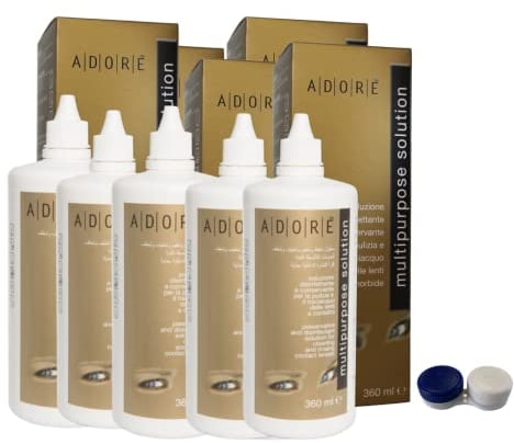 ADORE Einzigartige Kontaktlinsenlösung - Flüssige Kontaktlinsen 360 ml - Individueller Kontaktlinsenhalter - Kontaktlinsenreiniger - Weiches Kontaktlinsenprodukt - Täglicher Gebrauch (5x360ml)