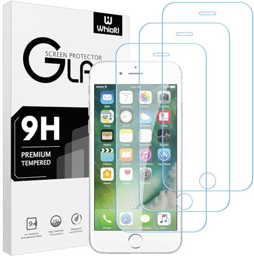 Confezione da 3 pellicole proteggi schermo per iPhone 8, iPhone 7, iPhone 6s e iPhone 6, Whioltl Premium in vetro temperato, pellicola protettiva per schermo HD al 99.99%, antiurto, da 10.7 cm