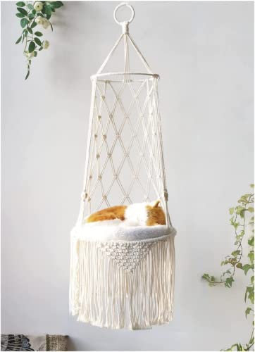 SSDH Handmade Cat Hammock and Dog Swing - Hanging Bed With Tassel Design, Indoor Elegant Tapestry Nest Decoration Pet House Personality Home (Hammock B)