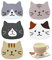 TSHAOUN 5er Set Katze Untersetzer Silikon, Süßen Cartoon-Katzen Getränkeuntersetzer, Dekorative Glasuntersetzer, Tischuntersetzer Untersetzer Gläser für Getränke, Tassen, Bar, Glas