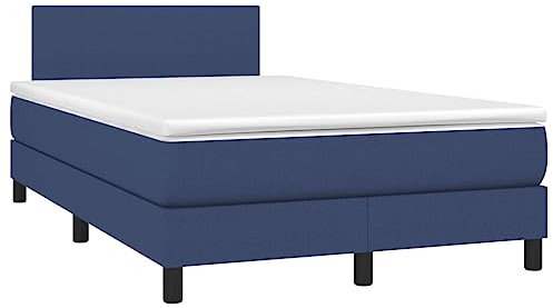 vidaXL Boxspringbett mit Matratze Polsterbett Doppelbett Bett Hotelbett Schlafzimmerbett Bettrahmen Bettgestell Lattenrost Blau 120x200cm Stoff