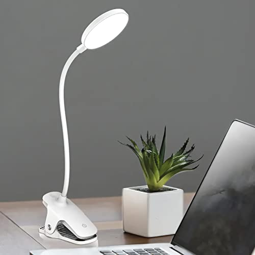 LED Leselicht mit Clip und Flex, Klemme, 3 Lichtfarben + dimmbar, wiederaufladbar USB Buchlicht, schwenkbar und flexibel 360°