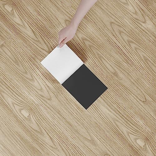 Yullpaper Lot de 4 carreaux de sol en vinyle à clic - Aspect bois - En PVC - Autocollant - Pour salle de bain - Imperméable