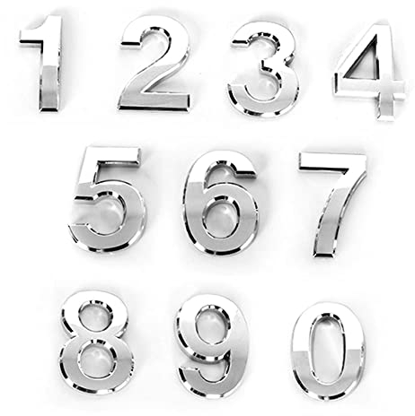 Dtoterul Numero Civico 10 Pezzi Numeri Civici Esterni Adesivi Numeri di Cassette Postali 3D Numeri di Indirizzo 0-9 Numero Civico Noderno Numeri Civici Autoadesivi per Casa e Hotel, Argento