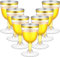 LATERN 50Pcs Gold Rimmed Wine Glasses, 170ml Plastic Wine Tasting Glasses Reusable Stemmed Party Wine Cups for Drinks Whiskey Champagne Beer Cocktail Martini (13.5 x 6.5cm)