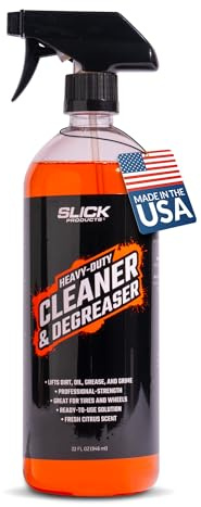 Slick Products Heavy-Duty Cleaner & Degreaser – Professional Strength Citrus Formula for Tires, Wheels, Engines, Chains & Tough Grime – Ready to Use or Dilute, 32 oz