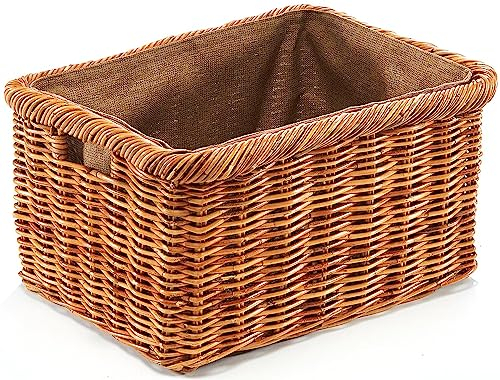 Holztrage Holzkorb für Kaminholz - Rattan Lacak mit abnehmbarem Leinenstoff