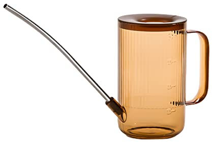 MISNODE 1L Gießkanne mit Langem Auslauf für Zimmerpflanzen, Gartengießkanne für Pflanzen Im Freien, Hausblumen, Modern(Braun)