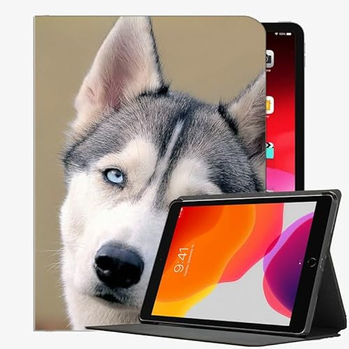 YENDOSTEEN Hülle für iPad Air 2,Dünn 9,7 Zoll Schutzhülle für iPad Air 2 mit Ständer Funktion,Sibirischer Husky-Hund Klappständer Schutzhülle mit Automatischem Schlaf/Aufwach