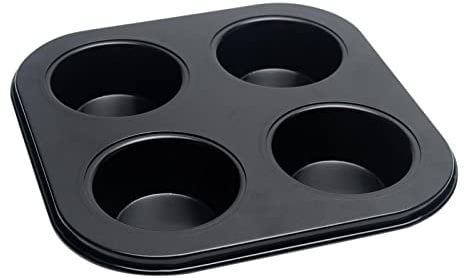 Lam-lord 4 Cup Muffin Pan Mold,Non-Stick Cupcake Baking Tray/Tin - Carbon Steel Cake Mould For home, restaurant and cafe bar(Black)