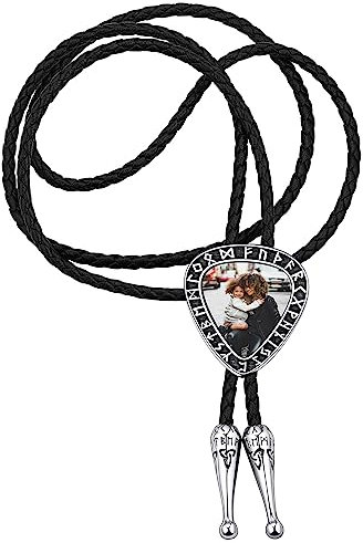 FaithHeart Western Krawatte mit Foto, Lederkratte für Damen Herren, Personalisierte Krawattekette mit Foto für Weihnachten Geburtstag Vatertag