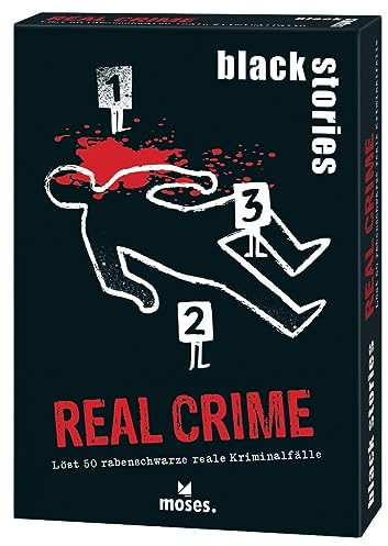 moses. Black Stories Real Crime - 50 Rätsel rund um Reale Kriminalfälle, Krimi Kartenspiel mit Spielvariante und Punktechips, Rätselspiel für Jugendliche und Erwachsene