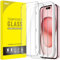 JETech Protector de Pantalla para iPhone 15 6,1 Pulgadas, Cristal Vidrio Templado, con Marco de Instalación Fácil, Amigable para Funda, HD Transparente, 3 Unidades