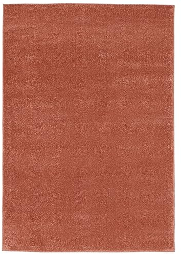 RugVista, Memphis, Teppich, 140 x 200 cm, Rectangle, Kurzflor, Modern, OEKO-TEX Standard 100, Wohnzimmer, Schlafzimmer, Esszimmer/Küche, Flur, Büro, Maschinenwaschbar bis 30 Grad, Terracotta