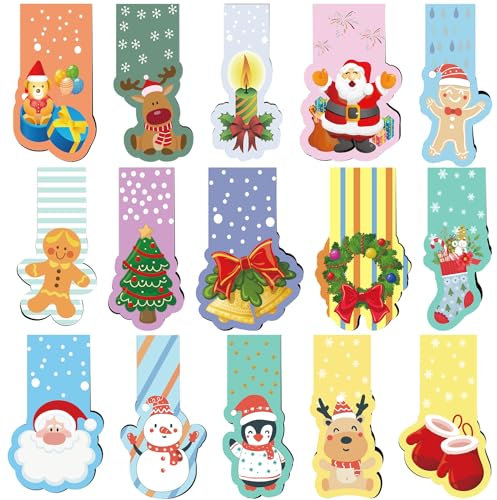 15 Stück Magnet Lesezeichen kinder,Magnetische Lesezeichen Weihnachten,Magnetische Lesezeichen Kinder,Weihnachtsgeschenke Kleinigkeiten,Buchmarkierungen Mitgebsel für Schüler Lehrer