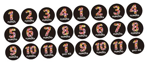 Toyvian 2 Sets Einzigartiger Baby-wachstums-tracker Selbstklebende Runde Aufkleber Für Neugeborenenparty Und Babyalbum 12 Stück * 2