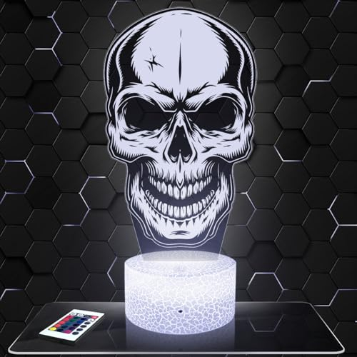 Lampephoto.fr Nachttischlampe Schädel Totenkopf deko Horror. Geschenkidee Mann Frau objekt Schädel Totenkopf Nachtlicht Erwachsene deko Zimmer. TOP
