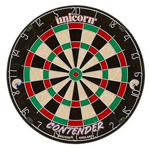 Unicorn Easy Score Dartscheibe | Contender Fun Learning Anfänger Trainer | 2 x größere Höhen & Doppel | Wettbewerbsqualität Sisalborsten Board | Runde Drahtspinne