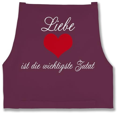 Shirtracer Schürze - Kochschürze - Erwachsene - Liebe ist die wichtigste Zutat I Geschenk Kochen I Hobbyköche - 85x69 - Aubergine - partnerschürze küchenschürze koch paar männerschürzen