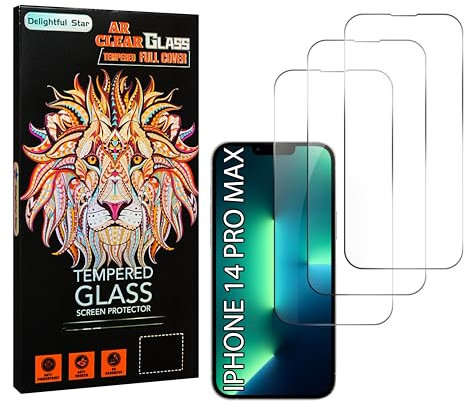 DELIGHTFUL STAR 3-Pack 9H Tempered Glass Screen Protectors for iPhone 14 Pro Max - Case-Friendly Design, Crystal Clear HD, Full Coverage, Unrivaled Screen Protection, Bubble-Free Easy Installation