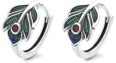Ring 925 Sterling Silber Retro Pfau Feder Ethno Stil Ohrringe Ring Set